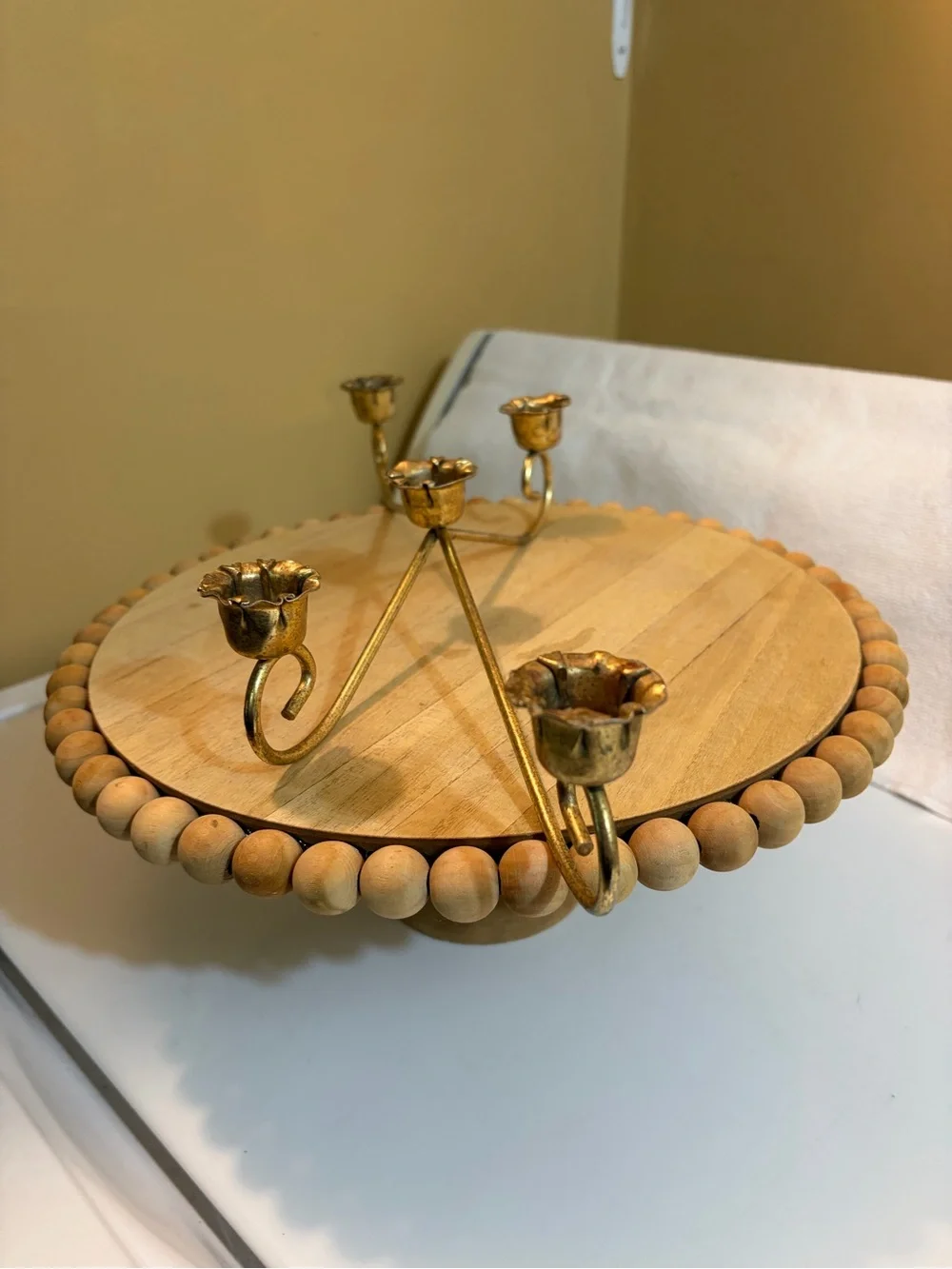 Ornate Gold Five-Arm Metal Candle Holder